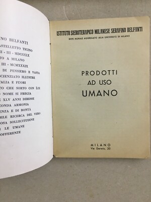 Medicina Farmaceutica: Catalogo Pubblicitario Istituto Sieroterapico Belfanti, 1947