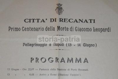 Recanati, Leopardi: Viaggio A Napoli, Teatro S. Carlo, Romagnoli, Mostra Leopardiana