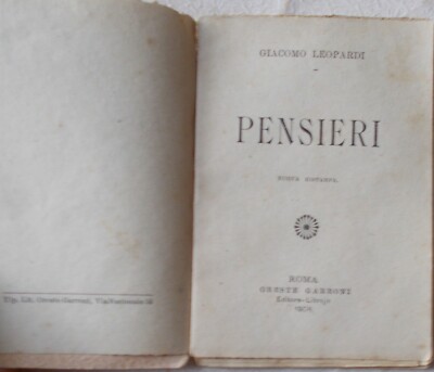 Marche, Recanati. Pensieri Di Leopardi. Mini Edizione Garroni, 1907