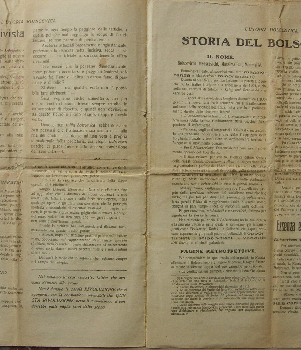 L'Utopia Bolscevica: Rivista Quindicinale (n. 1, 1920)