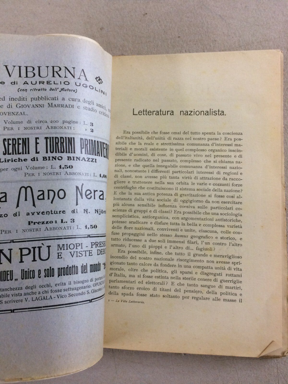 La Vita Letteraria, 1911: Rassegna Mensile   Abruzzo, Lanciano, d'Annunzio