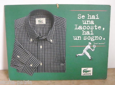 Lacoste: Cartello Pubblicitario Vintage Per Abbigliamento Sportivo E Tennis