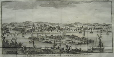 Francia, Provenza, Avignone: Veduta Panoramica Con Mura E Ponte, XVIII Secolo