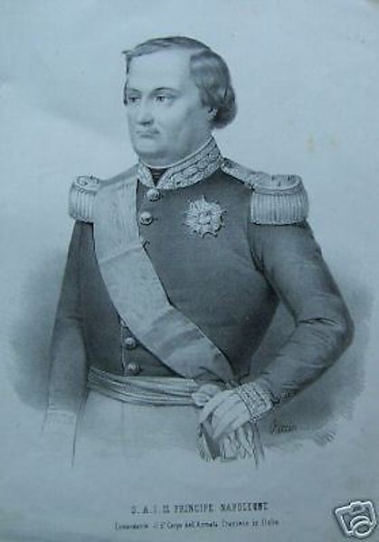 Militaria, Araldica, Armata Francese In Italia, Principe Napoleone, Antico Ritratto