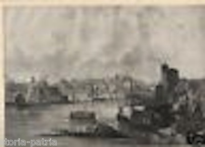 Malta, La Valletta: Veduta Panoramica Con Scena Di Porto E Barca Incidentata, XIX Secolo