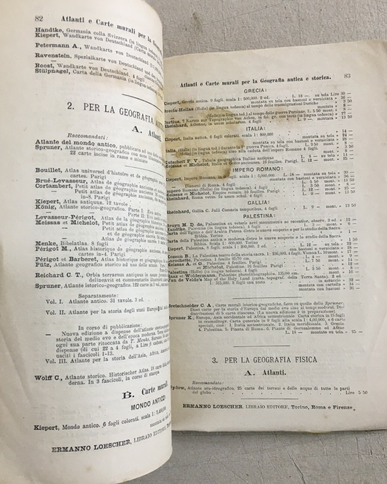 Bibliografia, Antico Catalogo Librario, Torino, Libreria Ermanno Loescher, 1875 76