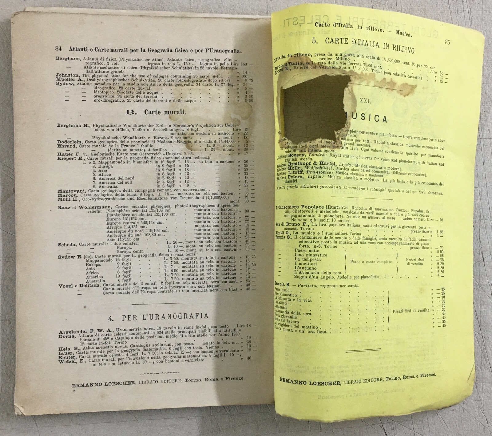 Bibliografia, Antico Catalogo Librario, Torino, Libreria Ermanno Loescher, 1875 76