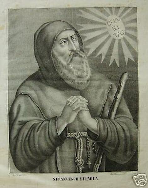 Calabria, Paola, San Francesco: Grande Stampa Popolare Devozionale, Litografia Dell'800