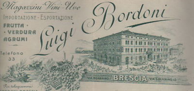 Brescia, Bordoni: Alimentari, Frutta, Verdure E Agrumi, 1908