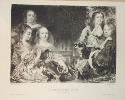 Incisione Antica "Scena Di Famiglia"   Paul Potter, Boilvin, Van Der Helst