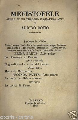 Teatro In Sicilia: Boito, Mefistofele Rara Edizione '800