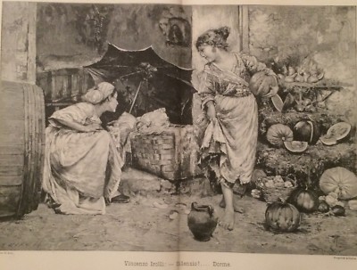 Irolli, Scena Folkloristica Con Culla, Bimba E Ortaggi