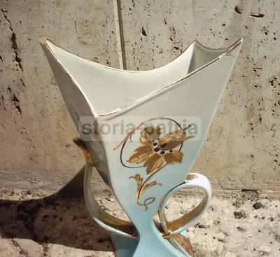 Modernariato, Coppia Di Vasi In Ceramica Artistica Dall'Inusuale Modellato, Marcati Stab
