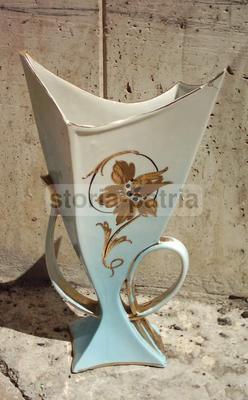 Modernariato, Coppia Di Vasi In Ceramica Artistica Dall'Inusuale Modellato, Marcati Stab