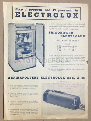 Pubblicità Da Collezione Electrolux: Frigorifero, Aspirapolvere, Lucidatrice