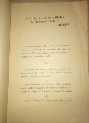 Giuridica: Sicilia, Messina. Vertenza Eredi Sferruzza Contro Natale Sferruzza, 1910. Ziino, Fulci, Pirrotta, Crisafulli, Ponz De Leon