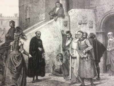Litografia Antica Di Provenzano Salvani, Artista Giuliano, Toscana, XIX Secolo