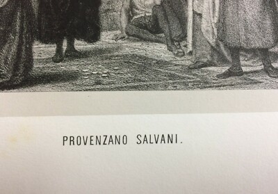 Litografia Antica Di Provenzano Salvani, Artista Giuliano, Toscana, XIX Secolo