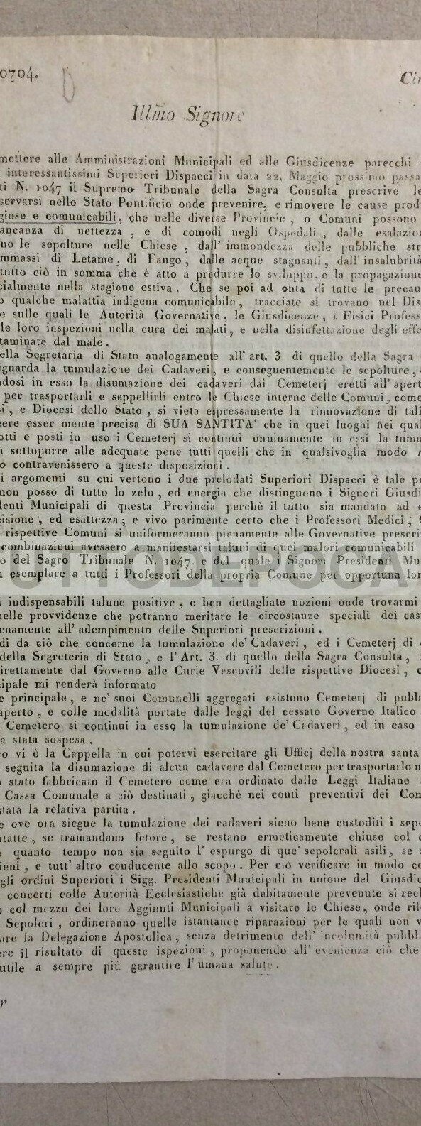 Marche, Ancona: Circolare Sulla Sanità Pubblica E Igiene, 1816