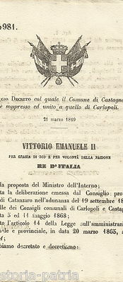 Giuridica Economia Calabria: Castagna Annesso A Carlopoli, Decreto Cantelli 1869