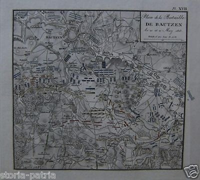 Battaglia Di Bautzen: Antica Mappa Geografica E Topografica
