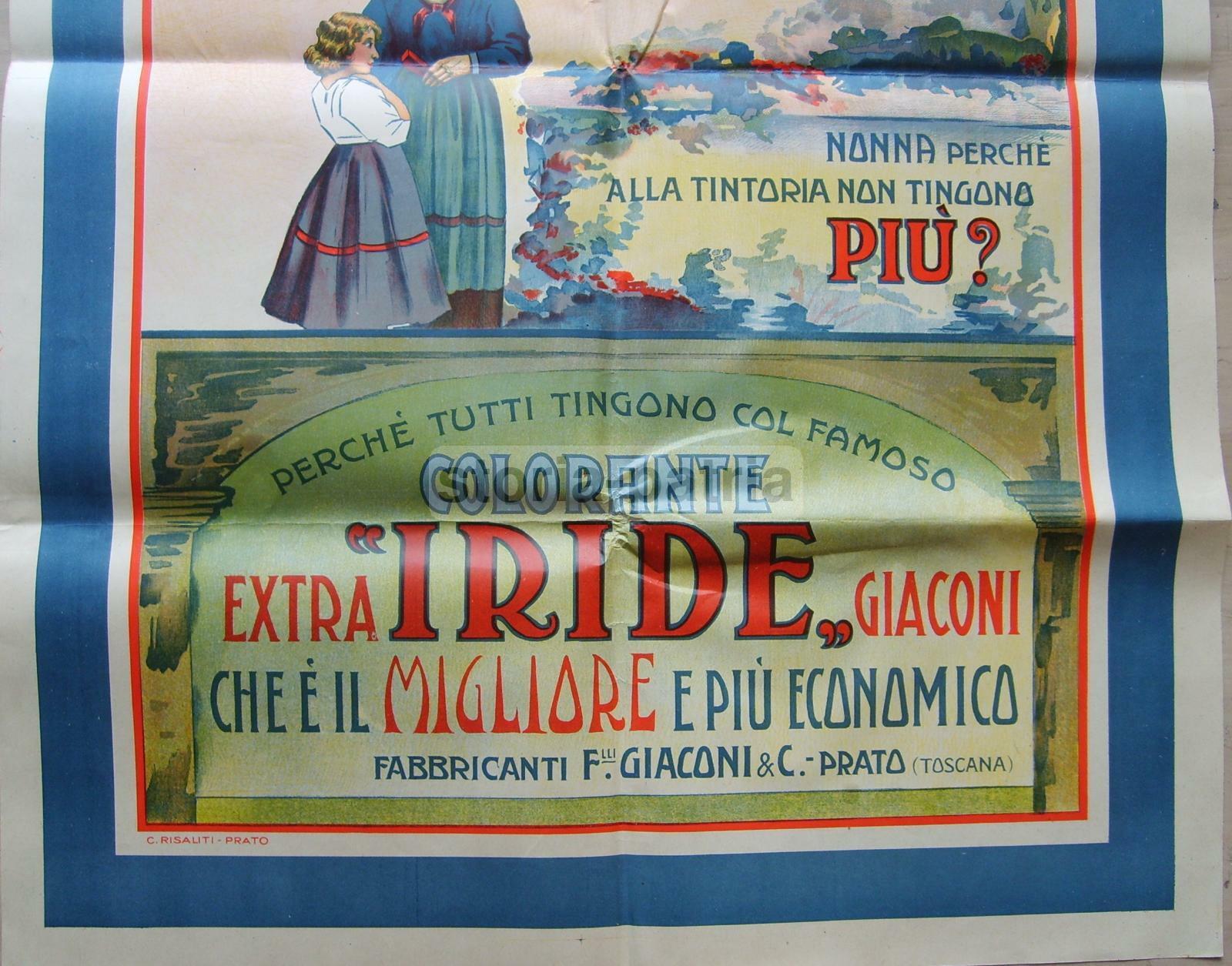 Toscana, Prato, Giaconi, Iride, Manifesto Pubblicitario Per Coloranti Tessili