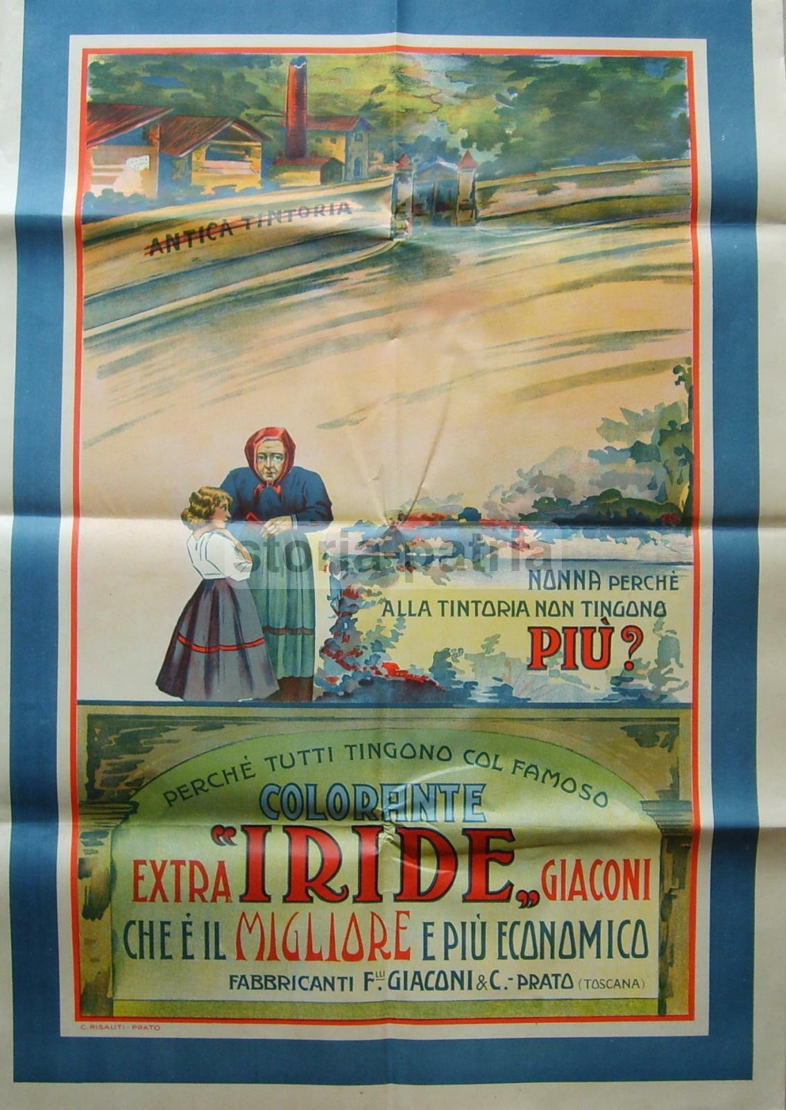 Toscana, Prato, Giaconi, Iride, Manifesto Pubblicitario Per Coloranti Tessili