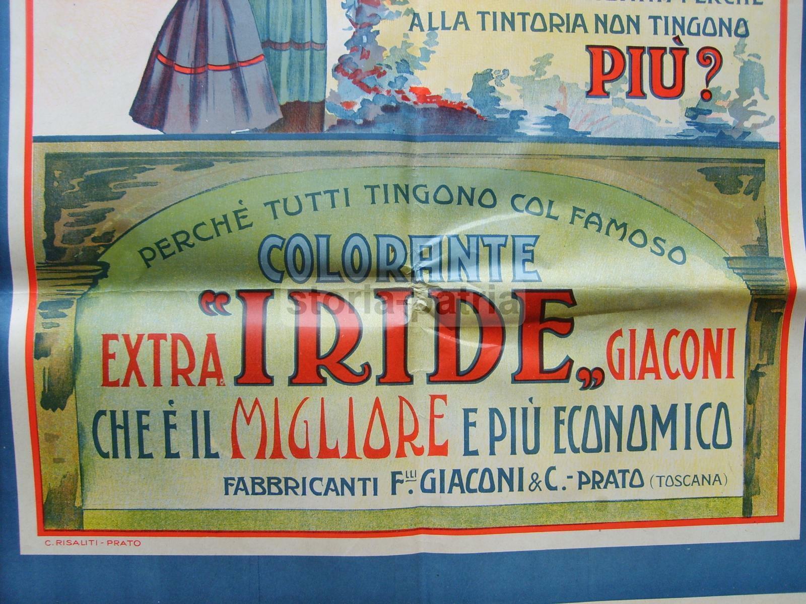 Toscana, Prato, Giaconi, Iride, Manifesto Pubblicitario Per Coloranti Tessili