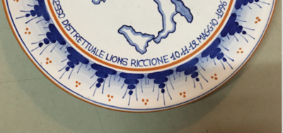 Riccione: Piatto Commemorativo Lions Club 1996, Faenza, Maestri Maiolicari