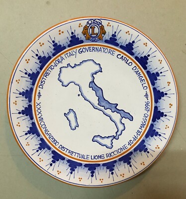 Riccione: Piatto Commemorativo Lions Club 1996, Faenza, Maestri Maiolicari