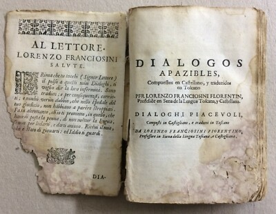 Linguistica: Dialoghi In Lingua Toscana E Spagnola, Franciosini, Siena, Riccardi, '600