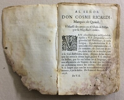 Linguistica: Dialoghi In Lingua Toscana E Spagnola, Franciosini, Siena, Riccardi, '600