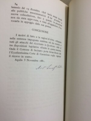 Abruzzo, L'Aquila, Secinaro. Benedetti, Avv. Selli. Antica Allegazione Giuridica, 1881