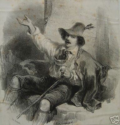 Bella Stampa Dell'Ottocento: Costume Popolare Forse Brigante, Decorativa Da Collezione