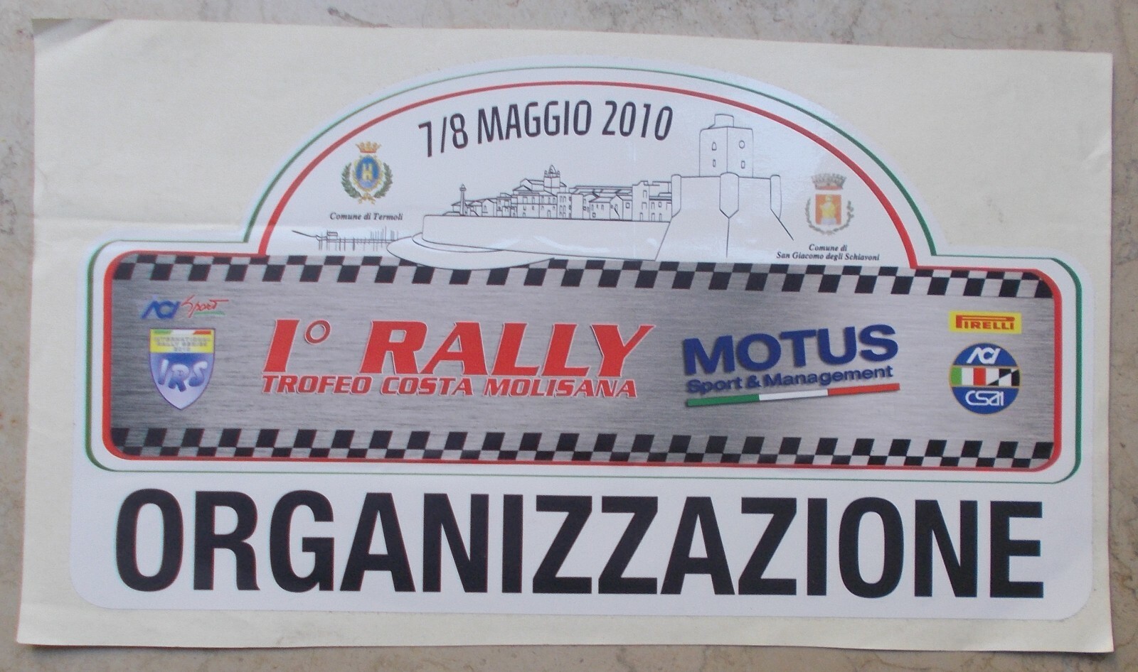 Sport Rally 2010 Molise Termoli Grande Adesivo Pubblicitario Da Collezione