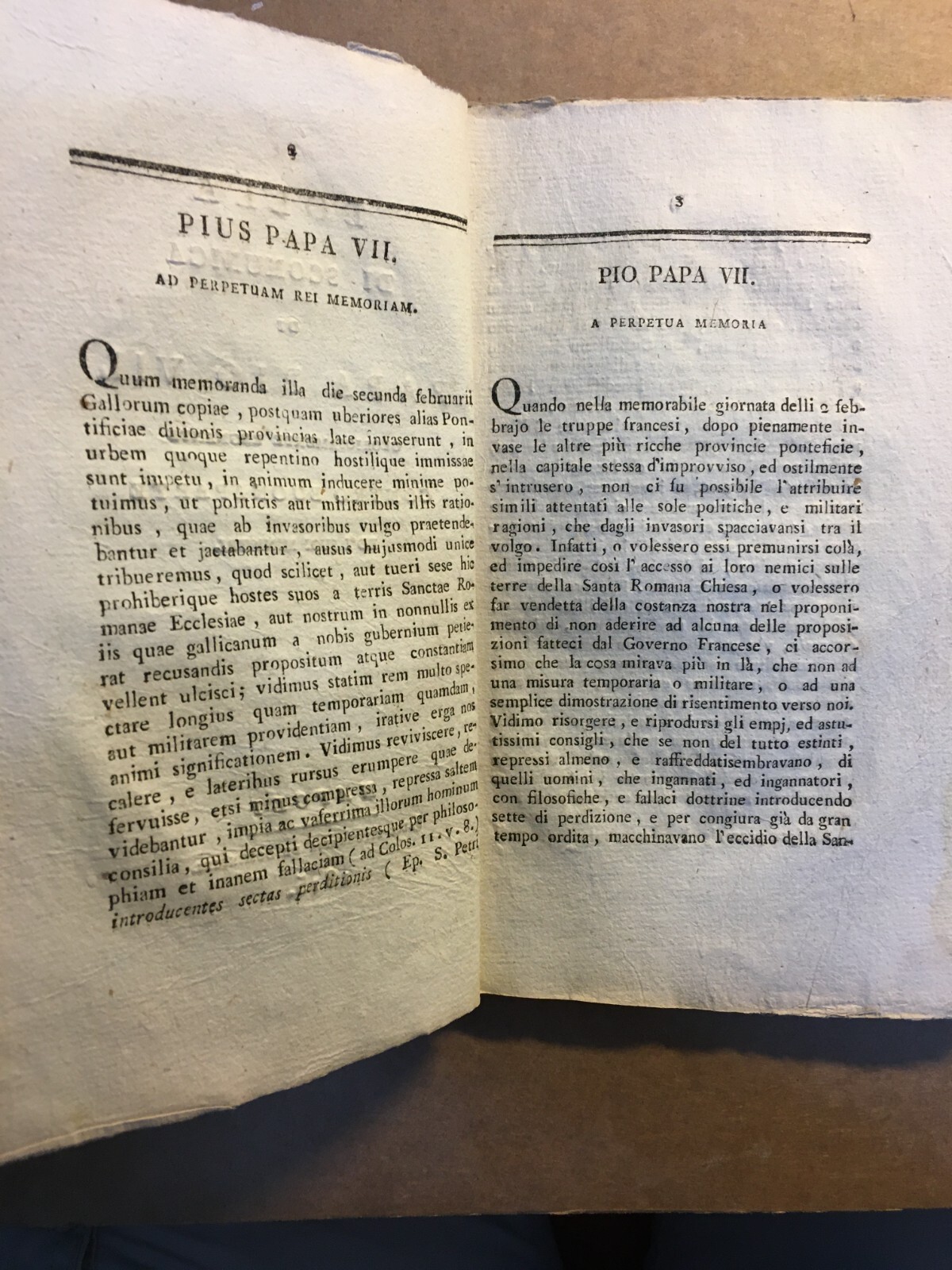 Napoleone E Pio VII: Antica Edizione Napoletana   Bolla Di Scomunica, 1815