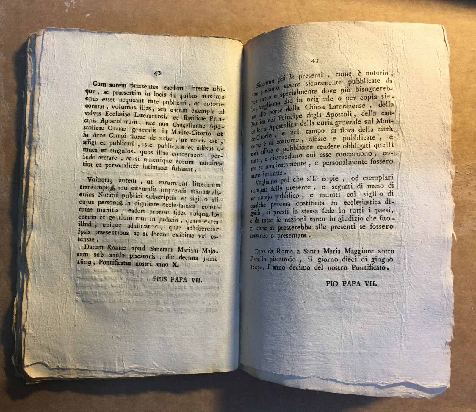 Napoleone E Pio VII: Antica Edizione Napoletana   Bolla Di Scomunica, 1815