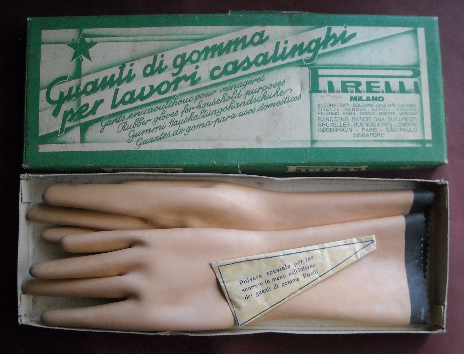 Gomma Pirelli, Confezione d'Epoca Per Guanti Casalinghi, Grafica Futurista