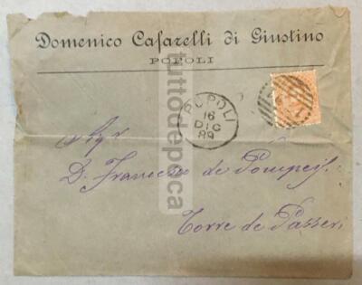Abruzzo, Pescara, Popoli. Antica Busta Pubblicitaria Cafarelli, Filatelia, 1889