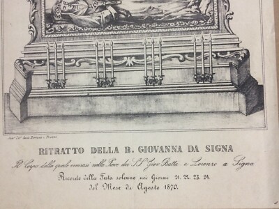 Stampa Devozionale Di Giovanna Da Signa, Litografia Di Carlo Borrani, 1870