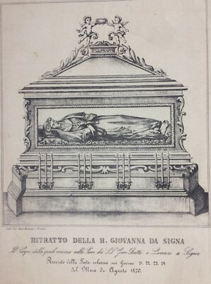 Stampa Devozionale Di Giovanna Da Signa, Litografia Di Carlo Borrani, 1870