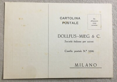 Tessuti, Filati, Cotone, Lino, Seta, Dollfus Mieg, Milano: Cartolina Pubblicitaria