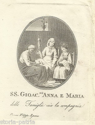 Campania, Stampa Devozionale, Filippo Spano, Ss. Gioacchino, Anna E Maria, XIX Secolo