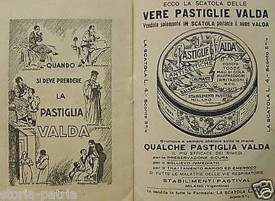 Medicina, Farmacia, Pastival, Pastiglie Valda, Mal di Gola, Pubblicitaria d'epoca