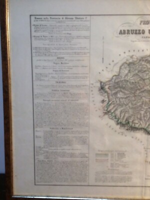 Abruzzo: Antica Cartografia. Teramo, Pescara, Penne, Gran Sasso, Viabilità. Marzolla.