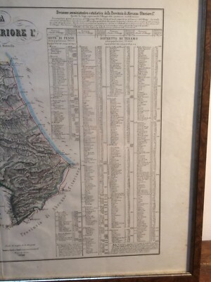 Abruzzo: Antica Cartografia. Teramo, Pescara, Penne, Gran Sasso, Viabilità. Marzolla.
