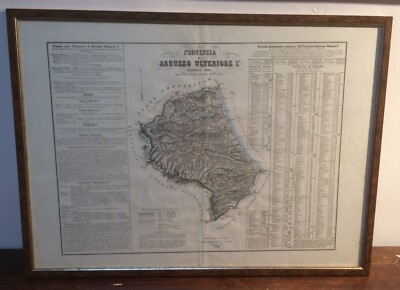 Abruzzo: Antica Cartografia. Teramo, Pescara, Penne, Gran Sasso, Viabilità. Marzolla.