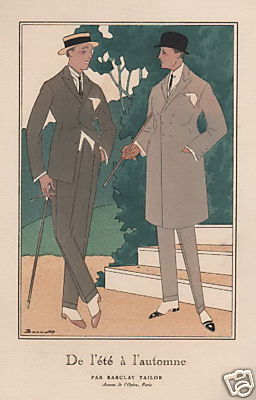 Moda Maschile: Barclay Tailor Paris. Raro Antico Pochoir, Bonnotte, Pubblicitaria