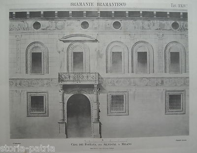Architettura, Arte, Milano: Prospetto Di Casa Fontana Silvestri In Stile Bramantesco