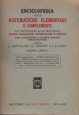 Enciclopedia Delle Matematiche Elementari E Complementi   Hoepli